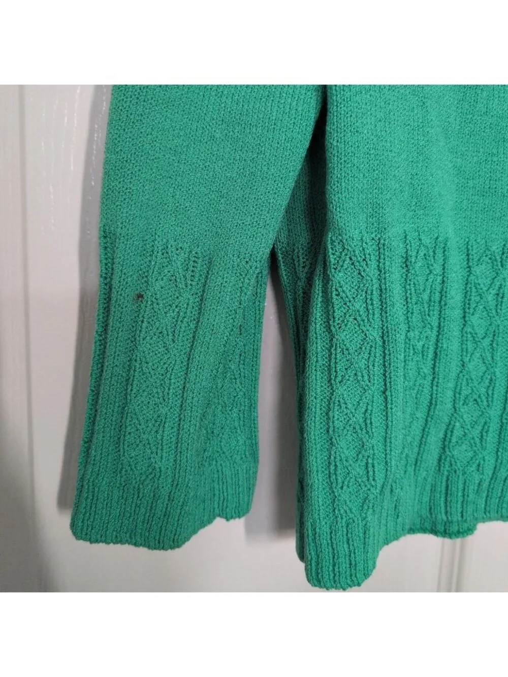 St John Santana Knit Cardigan Womens Size Small Green Wool Blend Long Sleeve